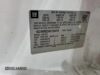 2017 Chevrolet Silverado 1500 LT with VIN 1GCVKREC5HZ156419, listed as a Copart auction lot 51940425 with Not Provided miles and Salvage Title. Bid and sale history available at DreamBid. Image 12.
