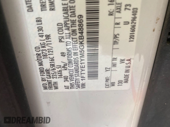 2016 Ford Transit Cargo с VIN 1FTYE1YM5GKB48869, выставлен на аукционе IAAI как лот 42789025 с пробегом 147 263 миль миль и . История ставок и продаж доступна на DreamBid. Изображение 5.