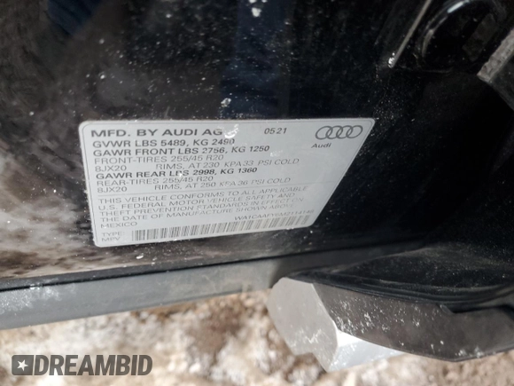 2021 Audi Q5 Prestige with VIN WA1CAAFY6M2114148, listed as a Copart auction lot 44879675 with 45,159 mi miles and Salvage Title. Bid and sale history available at carsss.com. Image 13.