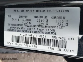 2014 Mazda Mazda6 i Sport with VIN JM1GJ1U68E1120257, listed as a IAAI auction lot 41475429 with NaN miles. Bid and sale history available at carsss.com. Image 9.