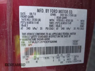 2014 Ford Expedition King Ranch with VIN 1FMJU1J57EEF02096, listed as a IAAI auction lot 42298251 with 144,724 mi miles and . Bid and sale history available at DreamBid. Image 9.