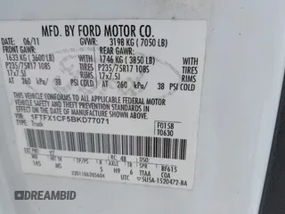 2011 Ford F-150 XL with VIN 1FTFX1CF5BKD77071, listed as a IAAI auction lot 42340871 with Not provided miles and . Bid and sale history available at DreamBid. Image 9.