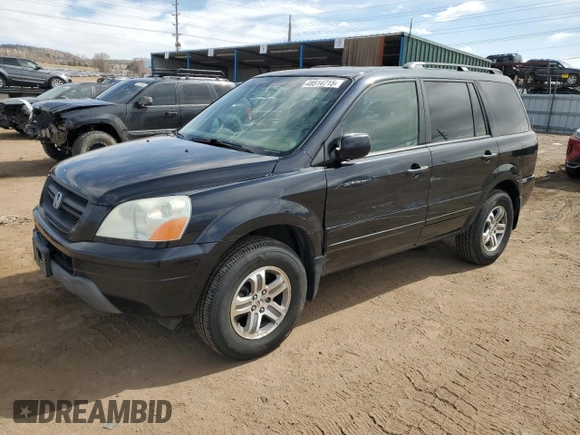 2005 Honda Pilot EX-L z VIN 5FNYF18585B066439, wystawiony jako Copart lot #48514715 z przebiegiem 157 781 mil mil oraz Szkody całkowita. Historia ofert i sprzedaży dostępna na DreamBid. Obrazek 1.