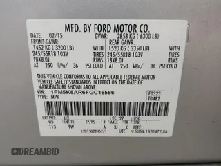 2015 Ford Utility Police Interceptor with VIN 1FM5K8AR6FGC16586, listed as a Copart auction lot 77998884 with 139,563 mi miles and Salvage Title. Bid and sale history available at carsss.com. Image 14.