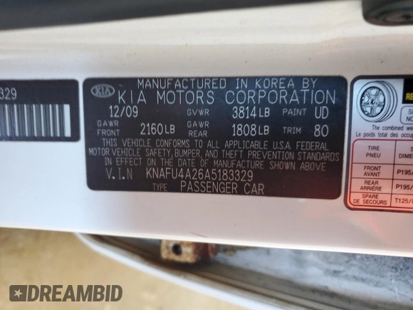 2010 Kia Forte EX with VIN KNAFU4A26A5183329, listed as a Copart auction lot 74474264 with 123,205 mi miles and Salvage Title. Bid and sale history available at carsss.com. Image 12.