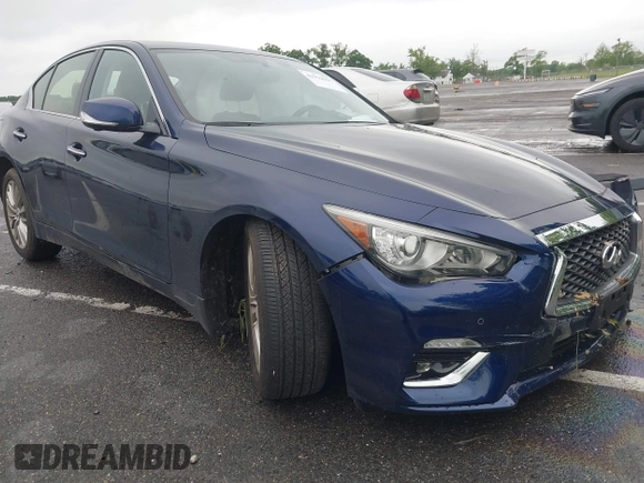 2024 Infiniti Q50 Luxe with VIN JN1EV7BR7RM631669, listed as a IAAI auction lot 42379035 with 9,376 mi miles and . Bid and sale history available at DreamBid. Image 1.