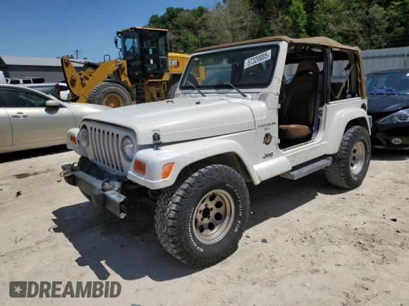 2001 Jeep Wrangler Sahara with VIN 1J4FA59S81P321490, listed as a Copart auction lot 57320005 with 180,959 mi miles and Salvage title. Bid and sale history available at DreamBid. Image 1.