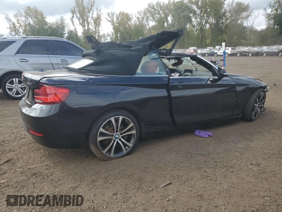 2018 BMW 2 Series 230i xDrive with VIN WBA2K1C53JVD40876, listed as a Copart auction lot 72072744 with 0 mi miles and Salvage Title. Bid and sale history available at carsss.com. Image 3.