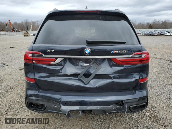 2021 BMW X7 M50i with VIN 5UXCX6C07M9F85315, listed as a Copart auction lot 42618465 with 17,742 mi miles and Salvage Title. Bid and sale history available at carsss.com. Image 6.