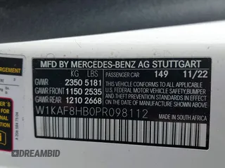 2023 Mercedes-Benz C 43 AMG with VIN W1KAF8HB0PR098112, listed as a IAAI auction lot 41512059 with 22,178 mi miles and . Bid and sale history available at DreamBid. Image 9.