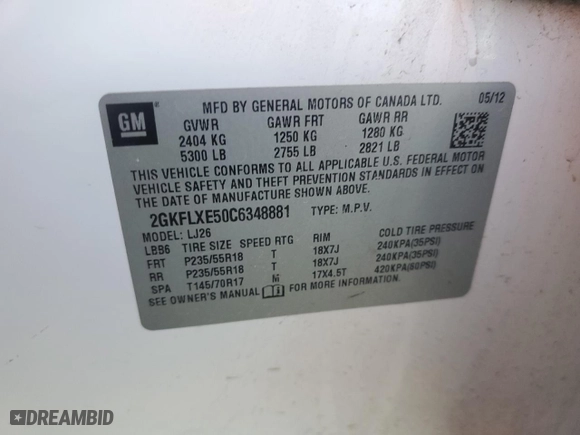 2012 GMC Terrain SLT-2 with VIN 2GKFLXE50C6348881, listed as a Copart auction lot 47564445 with 222,105 mi miles and Salvage Title. Bid and sale history available at carsss.com. Image 15.