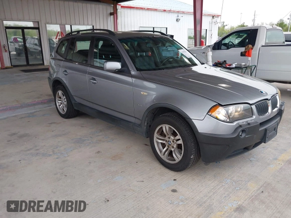 2005 BMW X3 3.0i with VIN WBXPA93495WD18319, listed as a IAAI auction lot 41906633 with 185,090 mi miles. Bid and sale history available at carsss.com. Image 1.