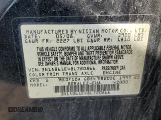 2008 Nissan Sentra S with VIN 3N1AB61E48L720866, listed as a Copart auction lot 55449045 with 147,531 mi miles and Salvage title. Bid and sale history available at DreamBid. Image 12.