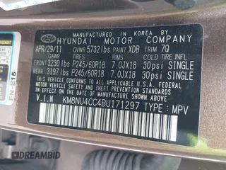 2011 Hyundai Veracruz Limited z VIN KM8NU4CC4BU171297, wystawiony jako IAAI lot #42197805 z przebiegiem 101 590 mil mil oraz . Historia ofert i sprzedaży dostępna na DreamBid. Obrazek 9.