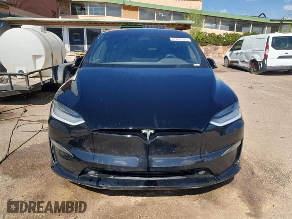 2022 Tesla Model X with VIN 7SAXCDE55NF341925, listed as a Copart auction lot 47607595 with Not Provided miles and Salvage Title. Bid and sale history available at DreamBid. Image 5.