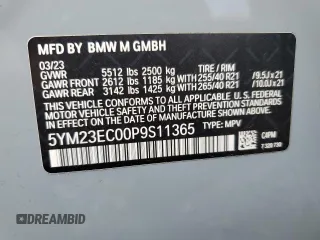 2023 BMW X4 M with VIN 5YM23EC00P9S11365, listed as a Copart auction lot 51417765 with 15,151 mi miles and Non Repairable. Bid and sale history available at carsss.com. Image 12.