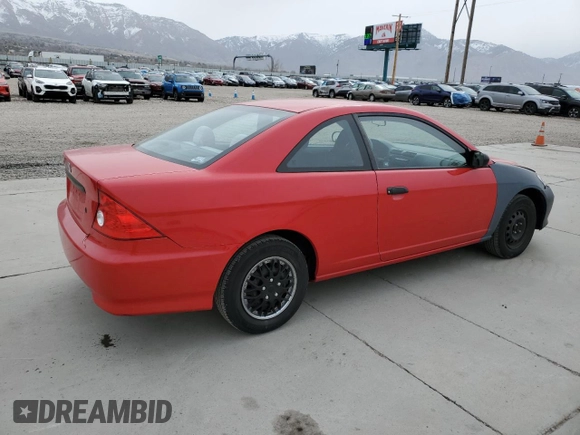 2005 Honda Civic Cpe VP with VIN 1HGEM22105L008523, listed as a Copart auction lot 51151255 with 124,132 mi miles and Salvage Title. Bid and sale history available at carsss.com. Image 3.