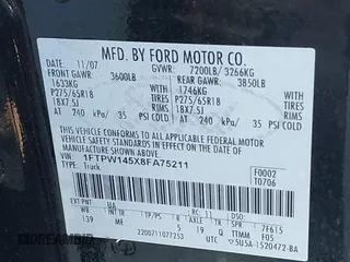 2008 Ford F-150 XLT z VIN 1FTPW145X8FA75211, wystawiony jako IAAI lot #41688354 z przebiegiem Nie podano mil oraz . Historia ofert i sprzedaży dostępna na DreamBid. Obrazek 9.