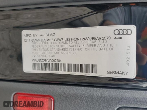 2018 Audi A5 Sportback Premium Plus с VIN WAUENCF54JA067284, выставлен на аукционе Copart как лот 53840145 с пробегом 106 030 миль миль и Чистый • Clean title. История ставок и продаж доступна на DreamBid. Изображение 12.