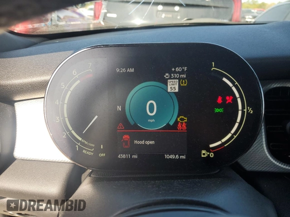 2022 MINI Convertible Cooper S with VIN WMW43DL01N3N51794, listed as a Copart auction lot 53075045 with 43,811 mi miles and Salvage title. Bid and sale history available at DreamBid. Image 9.