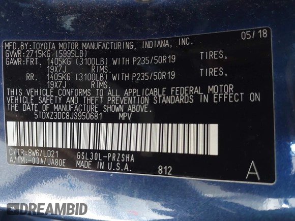 2018 Toyota Sienna SE with VIN 5TDXZ3DC8JS950681, listed as a IAAI auction lot 41389662 with 112,661 mi miles and . Bid and sale history available at DreamBid. Image 9.