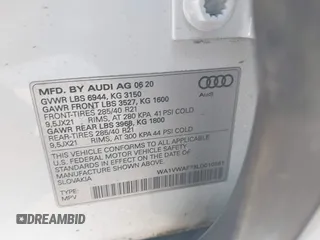 2020 Audi SQ7 z VIN WA1VWAF73LD010561, wystawiony jako IAAI lot #41344764 z przebiegiem Nie podano mil oraz . Historia ofert i sprzedaży dostępna na DreamBid. Obrazek 9.