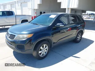 2013 Kia Sorento LX with VIN 5XYKT4A25DG383277, listed as a IAAI auction lot 42038106 with 108,166 mi miles. Bid and sale history available at carsss.com. Image 2.