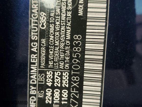 2008 Mercedes-Benz CLK-Class 5.5L with VIN WDBTK72FX8T095838, listed as a Copart auction lot 78618154 with 0 mi miles and Salvage Title. Bid and sale history available at carsss.com. Image 12.
