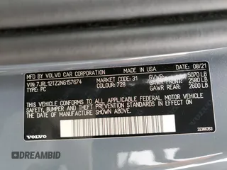 2022 Volvo S60 Momentum with VIN 7JRL12TZ2NG157674, listed as a Copart auction lot 75262073 with 23,682 mi miles. Bid and sale history available at carsss.com. Image 13.