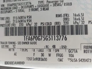 2016 Ford Fusion S with VIN 1FA6P0G75G5113776, listed as a IAAI auction lot 42553685 with 191,001 mi miles and . Bid and sale history available at DreamBid. Image 9.