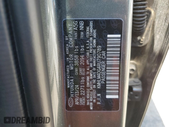 2024 Hyundai Elantra SEL с VIN KMHLM4DG4RU790789, выставлен на аукционе Copart как лот 64934725 с пробегом 24 693 миль миль и Чистый • Clean title. История ставок и продаж доступна на DreamBid. Изображение 13.