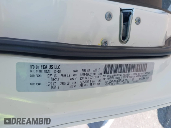 2019 Jeep Cherokee Limited with VIN 1C4PJMDX7KD371114, listed as a IAAI auction lot 42492116 with 83,694 mi miles and . Bid and sale history available at DreamBid. Image 9.