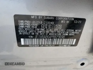 2023 Subaru WRX with VIN JF1VBAB64P8823698, listed as a Copart auction lot 63894334 with Not provided miles and Salvage title. Bid and sale history available at DreamBid. Image 12.