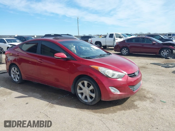 2012 Hyundai Elantra Limited with VIN KMHDH4AE7CU335325, listed as a IAAI auction lot 41680850 with 105,991 mi miles. Bid and sale history available at carsss.com. Image 1.