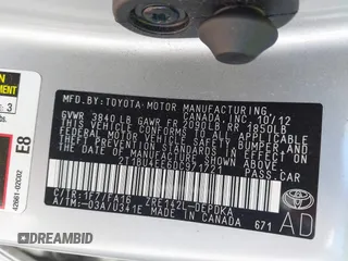 2013 Toyota Corolla L with VIN 2T1BU4EE6DC971721, listed as a IAAI auction lot 41422082 with Not Provided miles and . Bid and sale history available at DreamBid. Image 9.