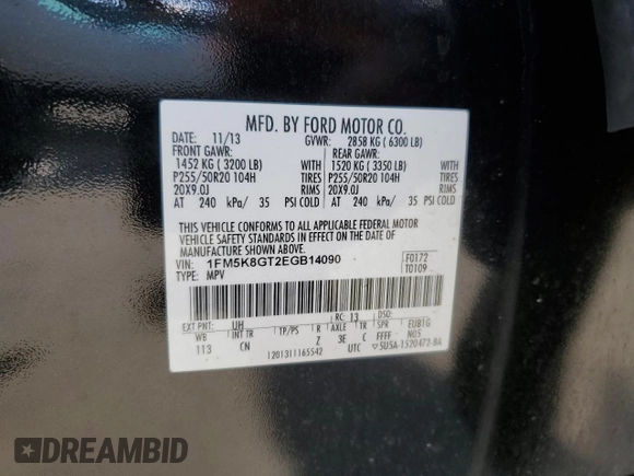 2014 Ford Explorer Sport z VIN 1FM5K8GT2EGB14090, wystawiony jako Copart lot #61734595 z przebiegiem 161 227 mil mil oraz Szkoda całkowita • Salvage title. Historia ofert i sprzedaży dostępna na DreamBid. Obrazek 13.