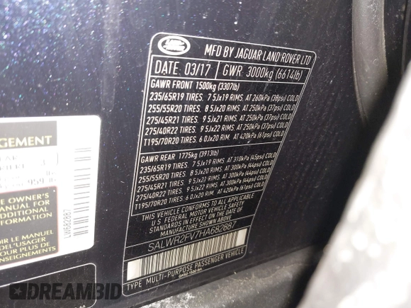 2017 Land Rover Range Rover Sport HSE с VIN SALWR2FV7HA682887, выставлен на аукционе IAAI как лот 41468533 с пробегом 108 283 миль миль и . История ставок и продаж доступна на DreamBid. Изображение 9.