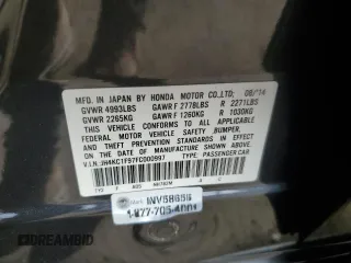 2015 Acura RLX Advance Pkg with VIN JH4KC1F97FC000997, listed as a Copart auction lot 75295404 with 67,403 mi miles and Salvage Title. Bid and sale history available at carsss.com. Image 14.