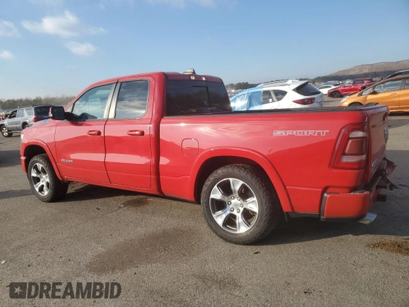 2020 Ram 1500 Laramie with VIN 1C6SRFDT9LN401373, listed as a Copart auction lot 88947705 with 52,161 mi miles and Salvage Title. Bid and sale history available at carsss.com. Image 2.