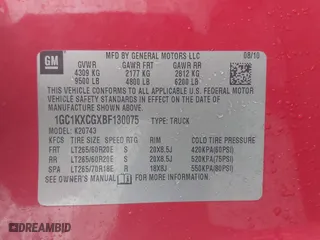 2011 Chevrolet Silverado 2500HD LT with VIN 1GC1KXCGXBF130075, listed as a IAAI auction lot 41467109 with 167,233 mi miles. Bid and sale history available at carsss.com. Image 9.