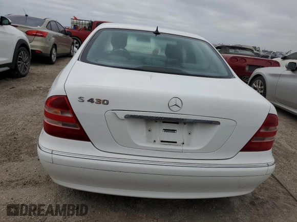 2000 Mercedes-Benz S-Class with VIN WDBNG70J3YA107826, listed as a Copart auction lot 75091674 with 0 mi miles and Non Repairable. Bid and sale history available at carsss.com. Image 6.
