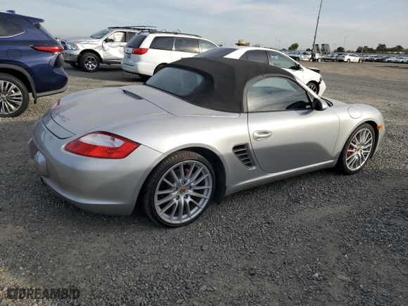 2005 Porsche Boxster S with VIN WP0CB29825U730441, listed as a Copart auction lot 79711224 with 66,780 mi miles and Salvage Title. Bid and sale history available at carsss.com. Image 3.