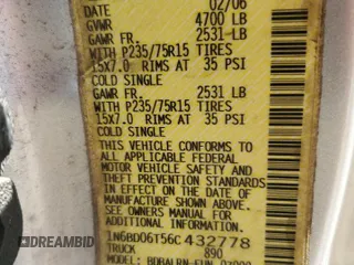 2006 Nissan Frontier XE with VIN 1N6BD06T56C432778, listed as a Copart auction lot 48866675 with 177,928 mi miles and Salvage title. Bid and sale history available at DreamBid. Image 12.