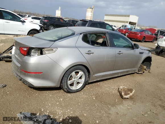 2015 Kia Optima LX with VIN KNAGM4A78F5547774, listed as a Copart auction lot 46510745 with 0 mi miles and Salvage Title. Bid and sale history available at carsss.com. Image 3.