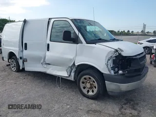 2014 Chevrolet Express Cargo Van with VIN 1GCSGAFX2E1121841, listed as a IAAI auction lot 42028712 with 164,768 mi miles. Bid and sale history available at carsss.com. Image 1.