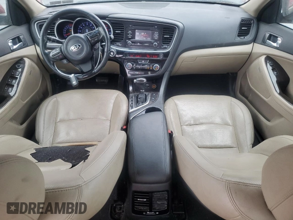 2015 Kia Optima EX with VIN 5XXGN4A70FG371167, listed as a Copart auction lot 55668715 with 110,096 mi miles and Salvage Title. Bid and sale history available at DreamBid. Image 8.