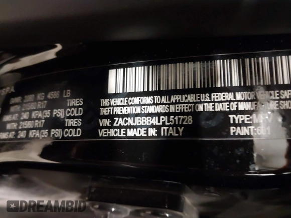 2020 Jeep Renegade Latitude z VIN ZACNJBBB4LPL51728, wystawiony jako IAAI lot #41509042 z przebiegiem 87 518 mil mil oraz . Historia ofert i sprzedaży dostępna na DreamBid. Obrazek 9.