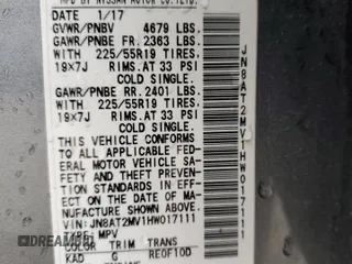 2017 Nissan Rogue S with VIN JN8AT2MV1HW017111, listed as a Copart auction lot 52880605 with 100,735 mi miles and Salvage Title. Bid and sale history available at carsss.com. Image 13.