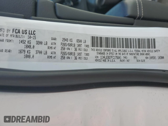 2015 Jeep Grand Cherokee Limited with VIN 1C4RJEBG7FC175641, listed as a Copart auction lot 42426775 with 112,408 mi miles and Salvage Title. Bid and sale history available at carsss.com. Image 14.