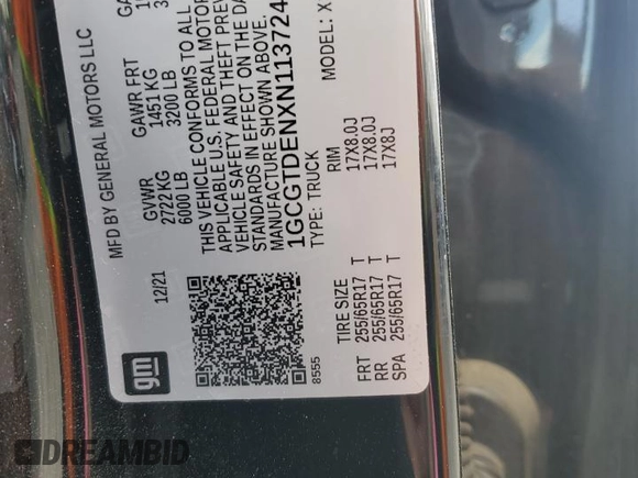 2022 Chevrolet Colorado 4WD Z71 with VIN 1GCGTDENXN1137241, listed as a Copart auction lot 53559815 with 70,622 mi miles and Salvage title. Bid and sale history available at DreamBid. Image 14.